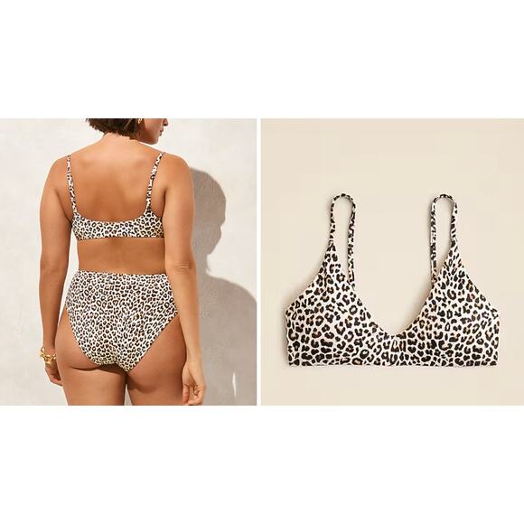 J Crew Lana Bikini Top L NWT Classic Sculpt Leopard Tan Black Beach CI691 J.Crew - Picture 5 of 6